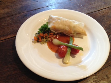 Croustillant de saumon et gambas aux saveurs Méridionale